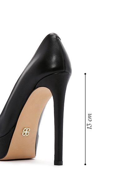 Derimod Black Leather Platform Stiletto - 24WFD 120018