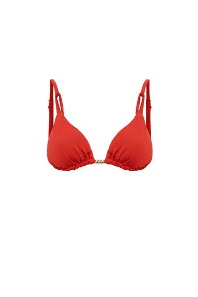 AQUAVİVA Women's Red Izabella Triangle Bikini Set with Gold Accessories