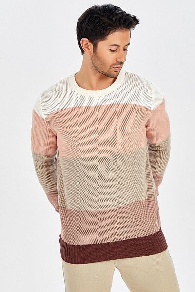 Peraluna Color Changing Crew Neck Men's Sweater - Brown