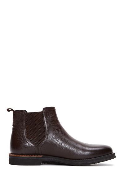 Derimod Men's Brown Leather Casual Chelsea Boots 24Wfd6402Ft