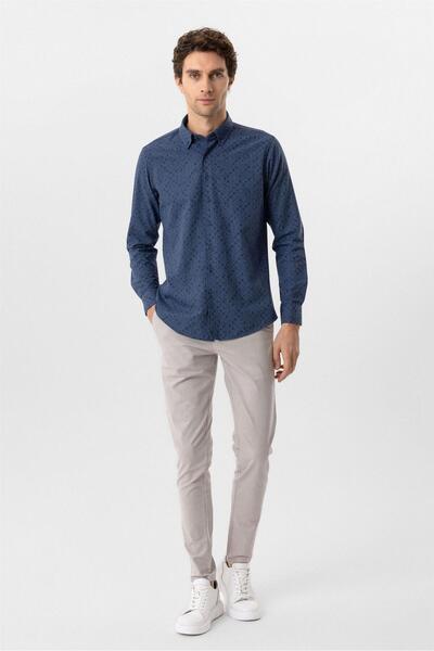 SÜVARİ Köşeli Manşet Slimfit Düz Gömlek