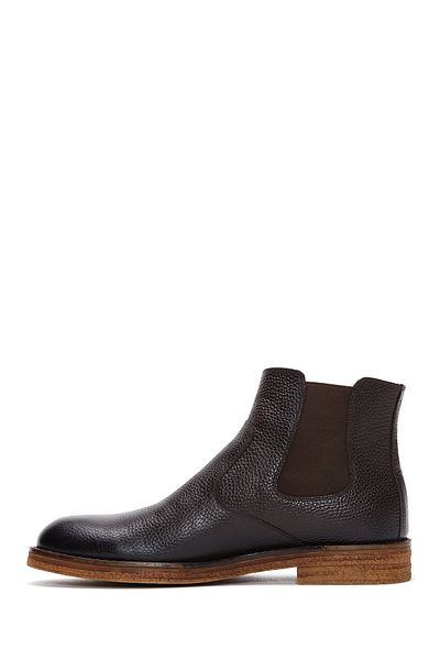 Derimod Men's Brown Leather Casual Chelsea Boots 24Wfd6009Ft