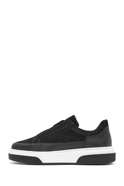 Derimod Men's Black Suede Thick Soled Leather Sneaker 24Wfd 641310