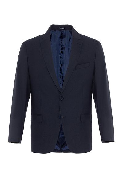 SÜVARİ Navy Blue Regular Plain Mono Collar 6 Drop Classic Suit