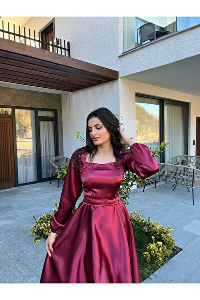 essolaria Bordo Saten Midi Boy Sunshine Abiye