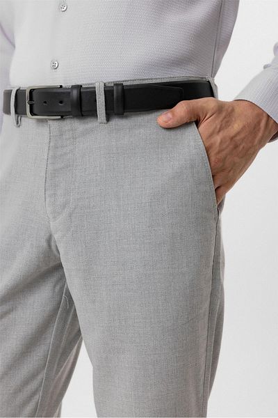 SÜVARİ Γκρι υφασμάτινο παντελόνι με σχέδιο Slim Fit