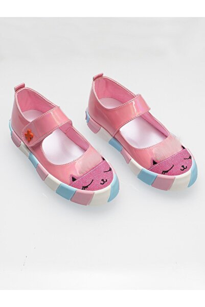 Casabony Rózsaszín lakkbőr csillogó 3D lány balerina tornacipő