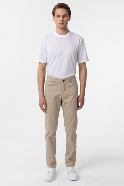 SÜVARİ Bej Slim Fit Düz Kanvas Pantolon