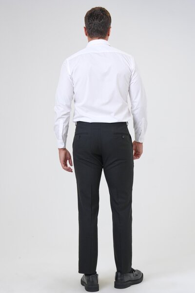 SÜVARİ Siyah Regular Desenli Kumaş Pantolon