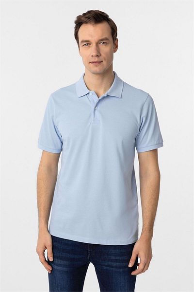 SÜVARİ Tricou cu guler polo Dobby albastru gheață