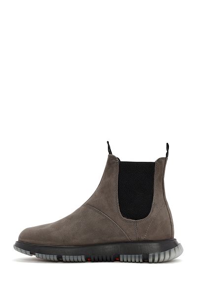 Derimod Men's Gray Nubuck Leather Casual Chelsea Boots 24Wfd6802V3