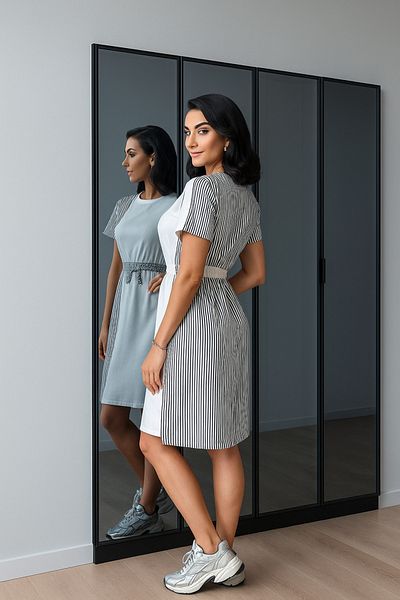 badibadii Striped Garnished Elastic Waisted Summer Modal Dress – Stylish Comfortable Casual Model