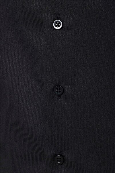 SÜVARİ Siyah Slim Fit Düz Klasik Yaka Gömlek