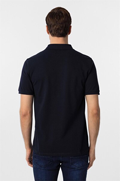 SÜVARİ Μπλουζάκι με γιακά πόλο Navy Blue Regular Dobby