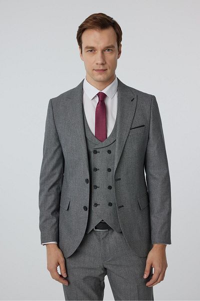 SÜVARİ Süvari Slim Fit Patterned Suit
