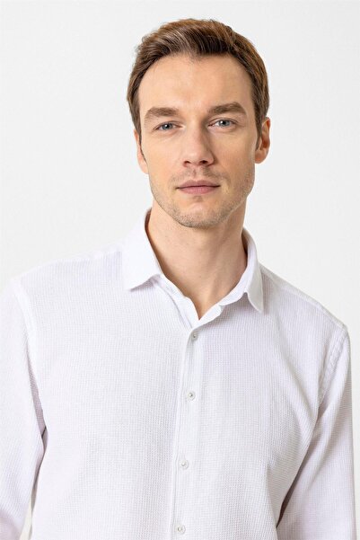 SÜVARİ Köşeli Manşet Slimfit Desenli Gömlek