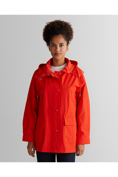 Gant Kadın Turuncu Relaxed Fit Kapüşonlu Yağmurluk