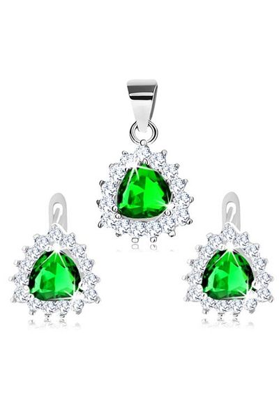 Sterling Silver Set din argint 925 format din pandantiv şi cercei zircon verde