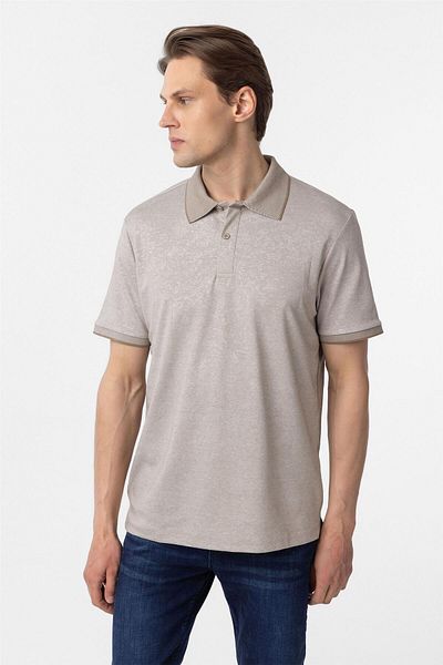 SÜVARİ Ecru Regular Printed Polo Neck T-Shirt