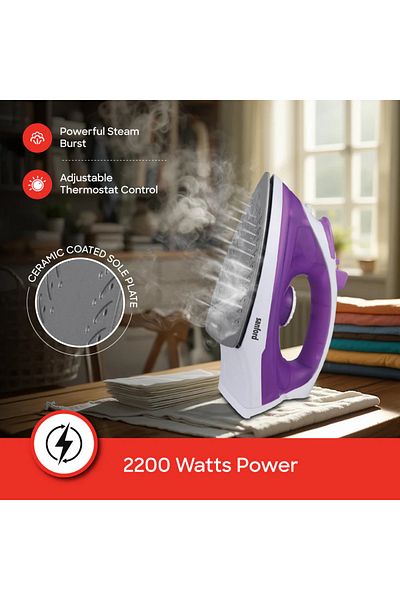 Sanford Sanford 2200W Ceramic Coated Steam Iron with Self-Cleaning Feature