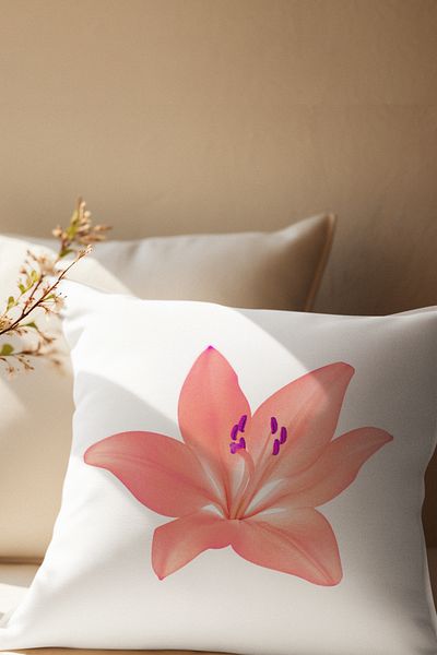 qoeuyl boutique Colorful Lily Flower Printed Gift Satin Decorative Pillow