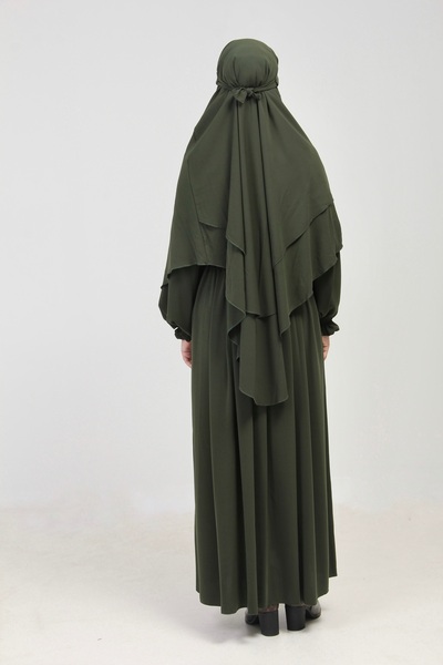 Altobeh Abaya Takımı- 3lü Takım- Kolu Fırfırlı Kemerli Çarşaflı Peçeli Takım