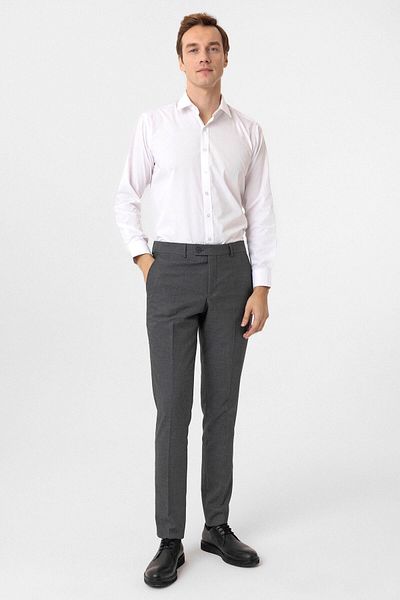 SÜVARİ Γκρι υφασμάτινο παντελόνι με σχέδιο Slim Fit
