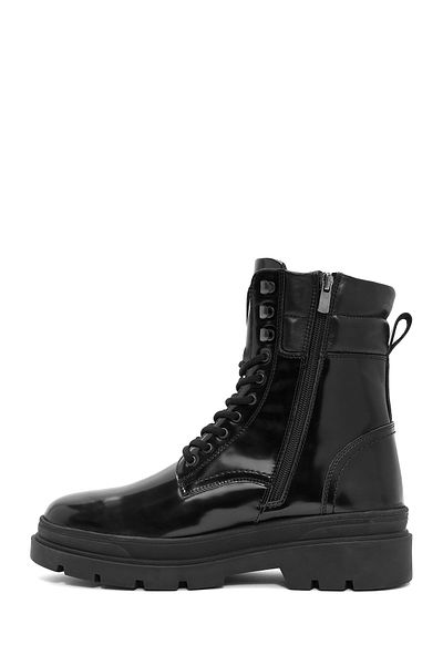 Derimod Men's Black Zippered Leather Boots 24Wfd 701522