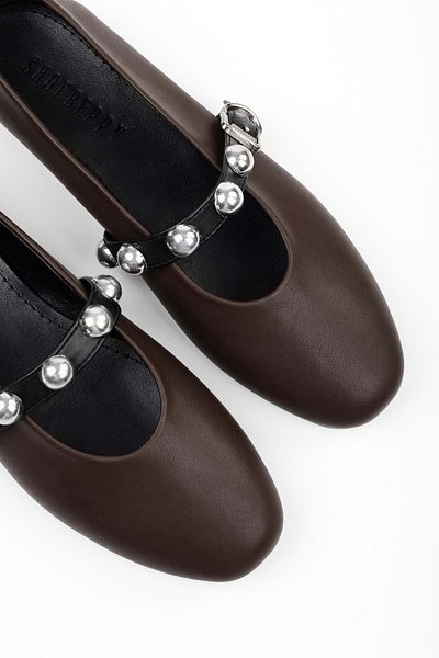 Shoeberry Women's Velna Brown Skin Ballerinas