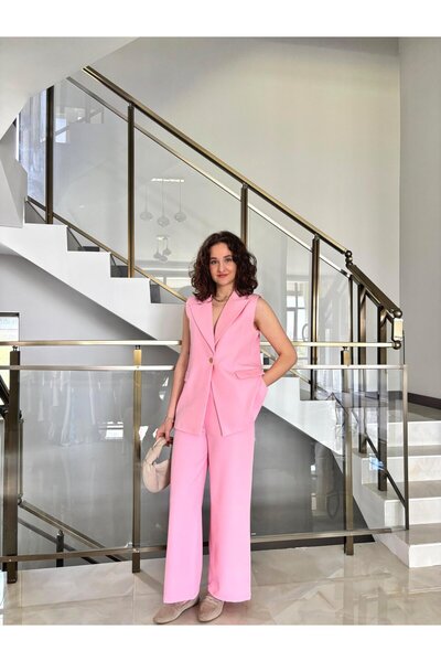 Sude Kızanlıklı بدلة سترة بدون أكمام مع تفاصيل جلد