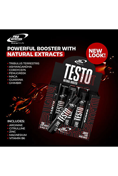 Pro Nutrition Testo Shot, Coffee, 20 single doses x 25 ml