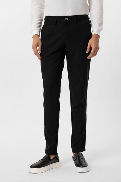 SÜVARİ Μαύρο υφασμάτινο παντελόνι με σχέδιο Slim Fit