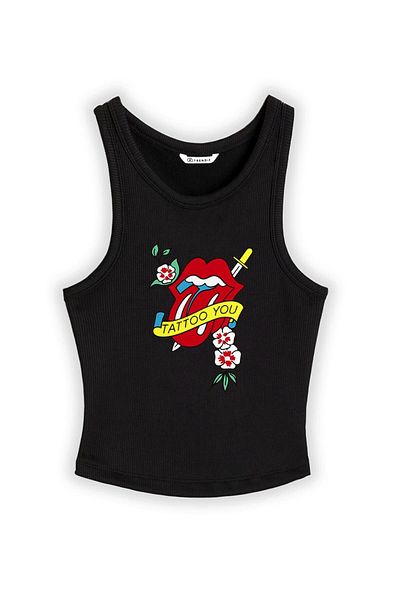 Trendiz Women's Tattoo You Strappy Tank Top Black 9013