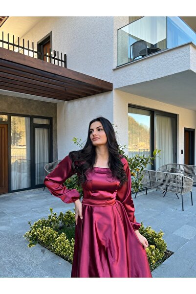 essolaria Bordo Saten Midi Boy Sunshine Abiye