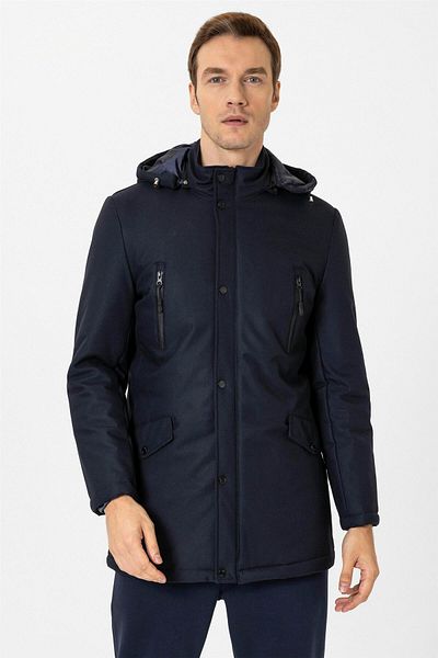 SÜVARİ Μπλε Navy Slim Παλτό Γέμισης