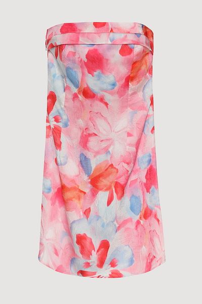 Quzu Rochie mini fără bretele cu imprimeu floral colorat roz