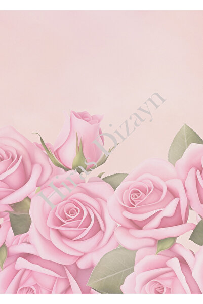 Hiras Dizayn Kuromi54 20adet Pembe Gül Çiçek Desenli A4 Aşk Mektup Kağıdı Res...
