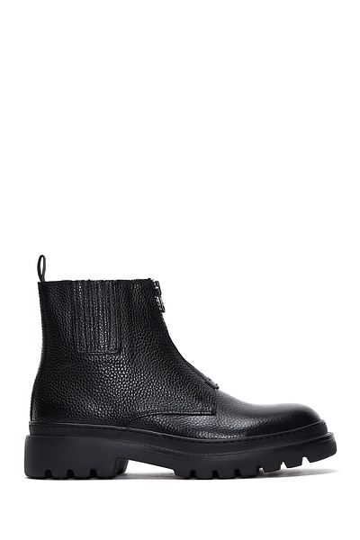 Derimod Black Leather Zippered Men's Casual Boots - 24WFD6305FT