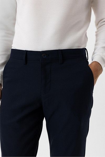 SÜVARİ Navy blue slim fit patterned fabric trousers