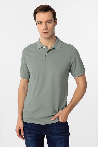 SÜVARİ Μπλουζάκι με γιακά πόλο Water Green Regular Dobby