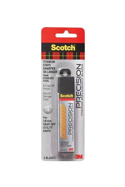 3M Pack Of 5 Scotch Precision Titanium Replacement Blade Set Silver/black