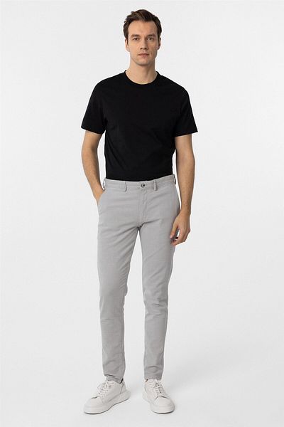 SÜVARİ Γκρι Slim Fit Dobby Canvas Παντελόνι