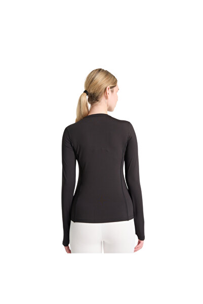 DOMİN SPOR Kadın Siyah Nefes Alan Compression Spor Body Tişört - Bilek Detaylı Tasarım