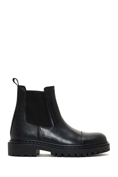 Derimod Men's Black Leather Casual Chelsea Boots 24Wfd 700518