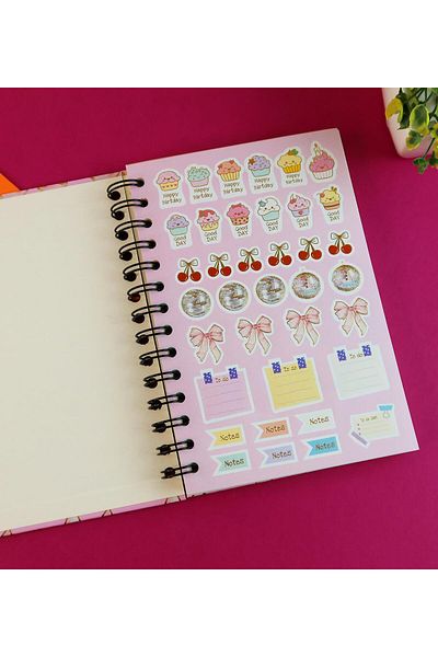 Gift Moda Special Design Spiral 15*21 cm Dot Notebook, Sketchbook, Doodle Book - 2 Sheets with Sticker Gift