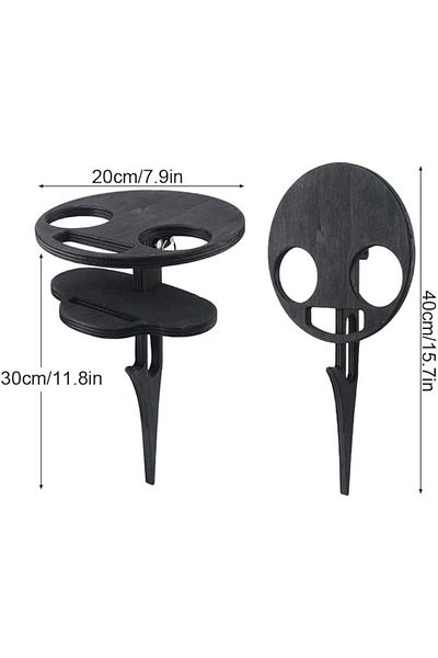 Kisbeibi Wine Picnic Table, , Bamboo Wood, Black, 15 X 10 X 1.6 Cm