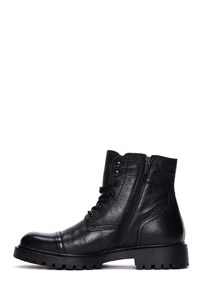 Derimod Black Leather Men's Casual Boots - Zippered 24wfd7002ft