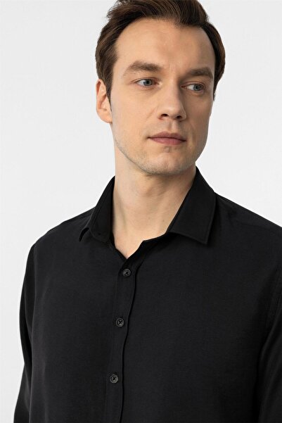 SÜVARİ Köşeli Manşet Slim Düz Gömlek