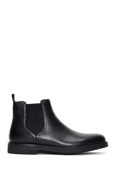 Derimod Men's Black Leather Casual Chelsea Boots 24Wfd6402Ft