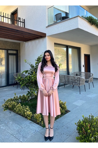 essolaria Pudra Pembesi Saten Midi Boy Sunshine Abiye